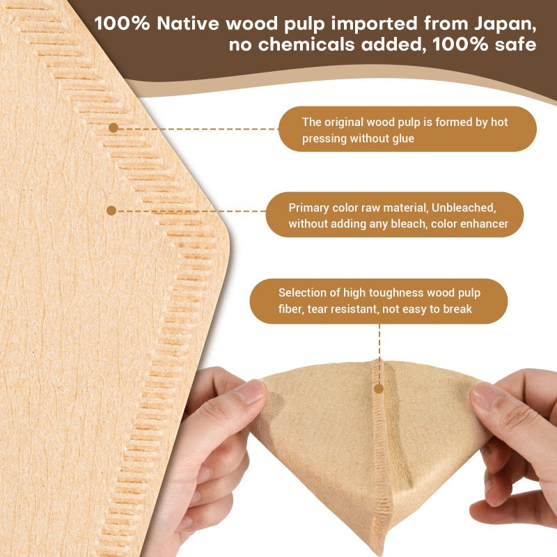 RUOYING #2 Natural Brown Paper Cone Coffee Filters, Unbleached Coffee Filter 2, Fit 2~6 Cup Cuisinart Black & Decker Coffee Maker & #2 Cone Drippers, Replace Melitta Filters No.2 (100) - Image 2
